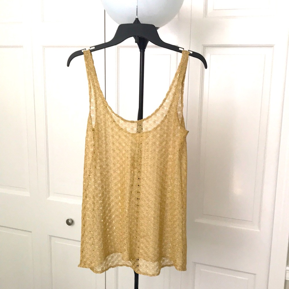 ✨ Gold metallic crochet scoop neck tank from Anthropologie, EUC ✨